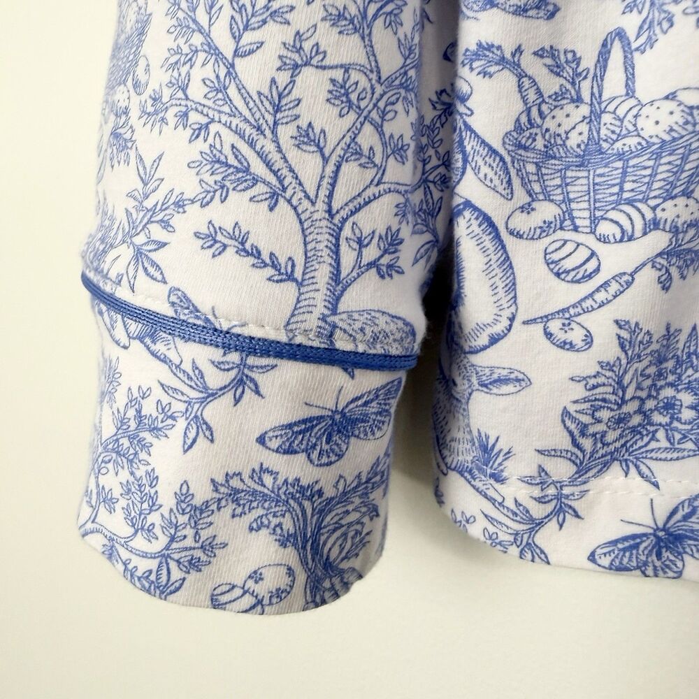 BedHead Pajamas Ivory Blue Spring Print Bunnies Top & Pants Women’s M - Picture 4 of 11
